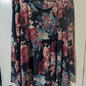 Vanilla Bay Floral Tunic Top - Pink & Blue 2x